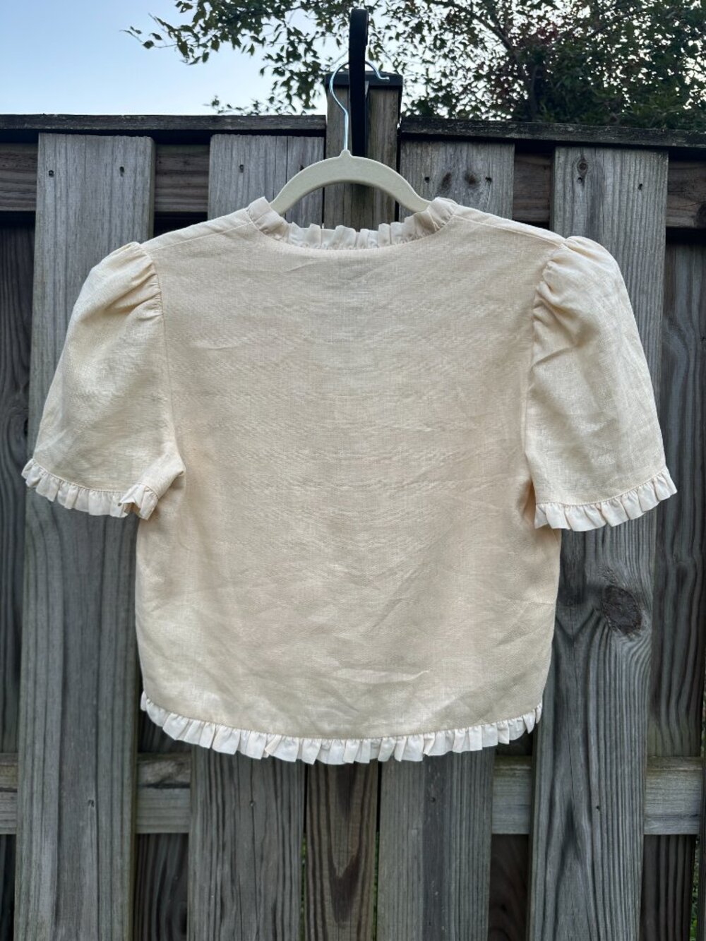 NWT Reformation Bess Linen Top Sugar Cream Cropped Romantic Boho Prairie XS - Picture 5 of 7